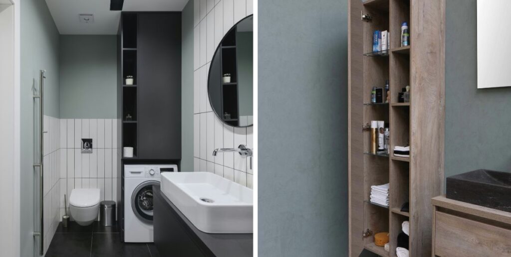 rangement en hauteur petite salle de bain