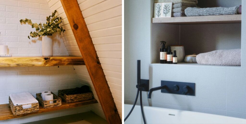 tablette et niche dans petite salle de bain