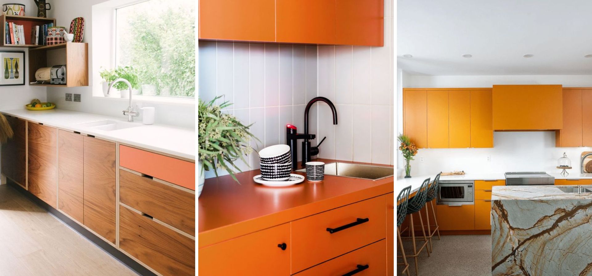 armoires de cuisine orange
